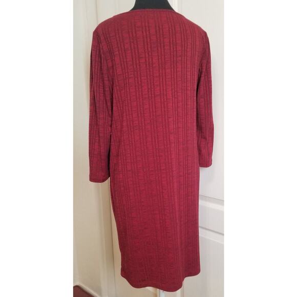 Chico's Career Casual  Heathered Ribbed Knit Detail Dress Sz 0 (S/4) Red Shift - Picture 3 of 6